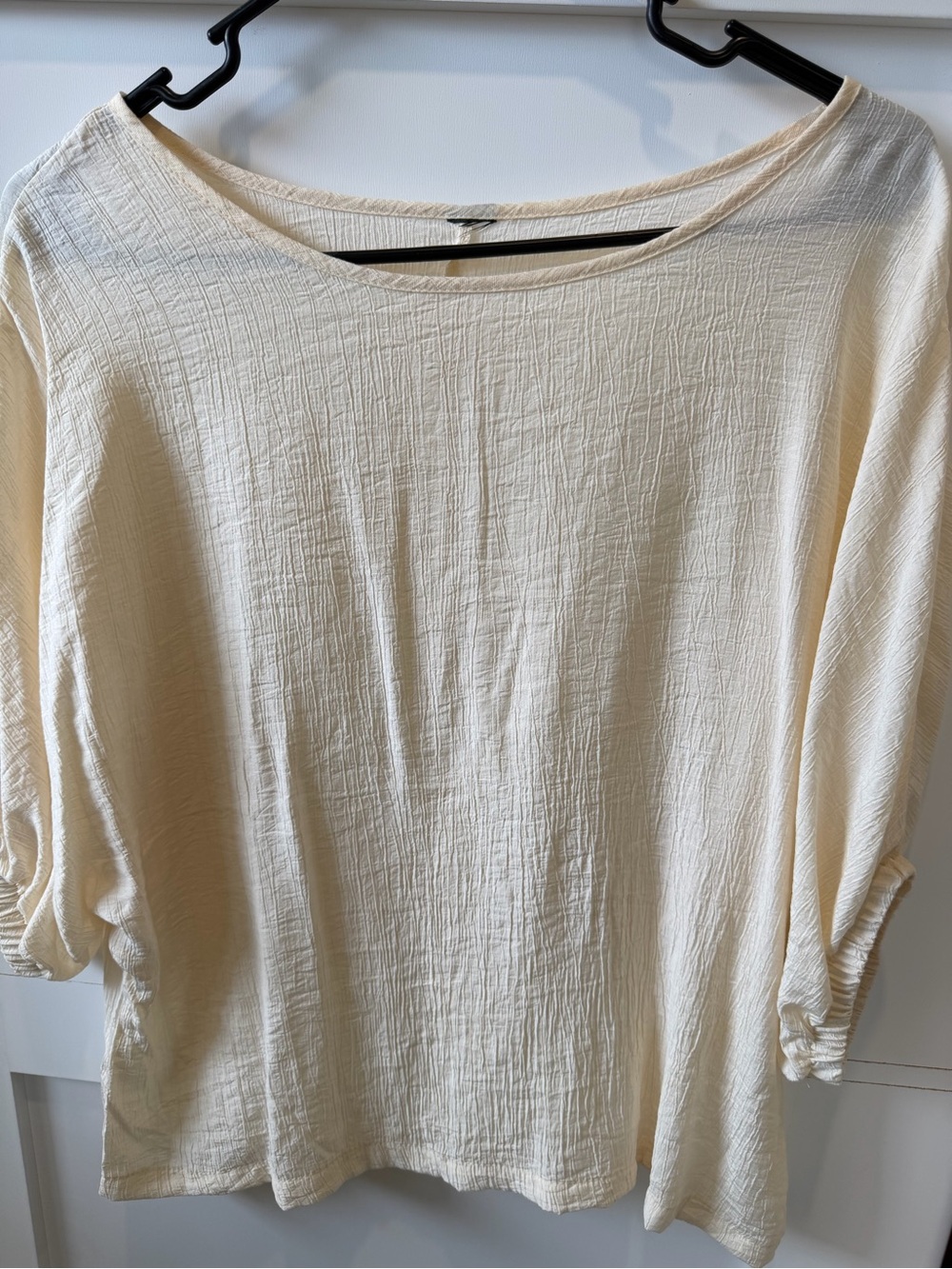 Women’s Cream Textured Boatneck Top